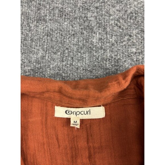 Rip Curl Shirt Womens Medium Rust Orange Gauze Cotton Button Front Dolman Blouse - Picture 2 of 6
